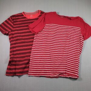 Y2K VTG‎ Old Navy SZ XXL Red Stripe LOT OF 2 Preppy Athletics College T-Shirt